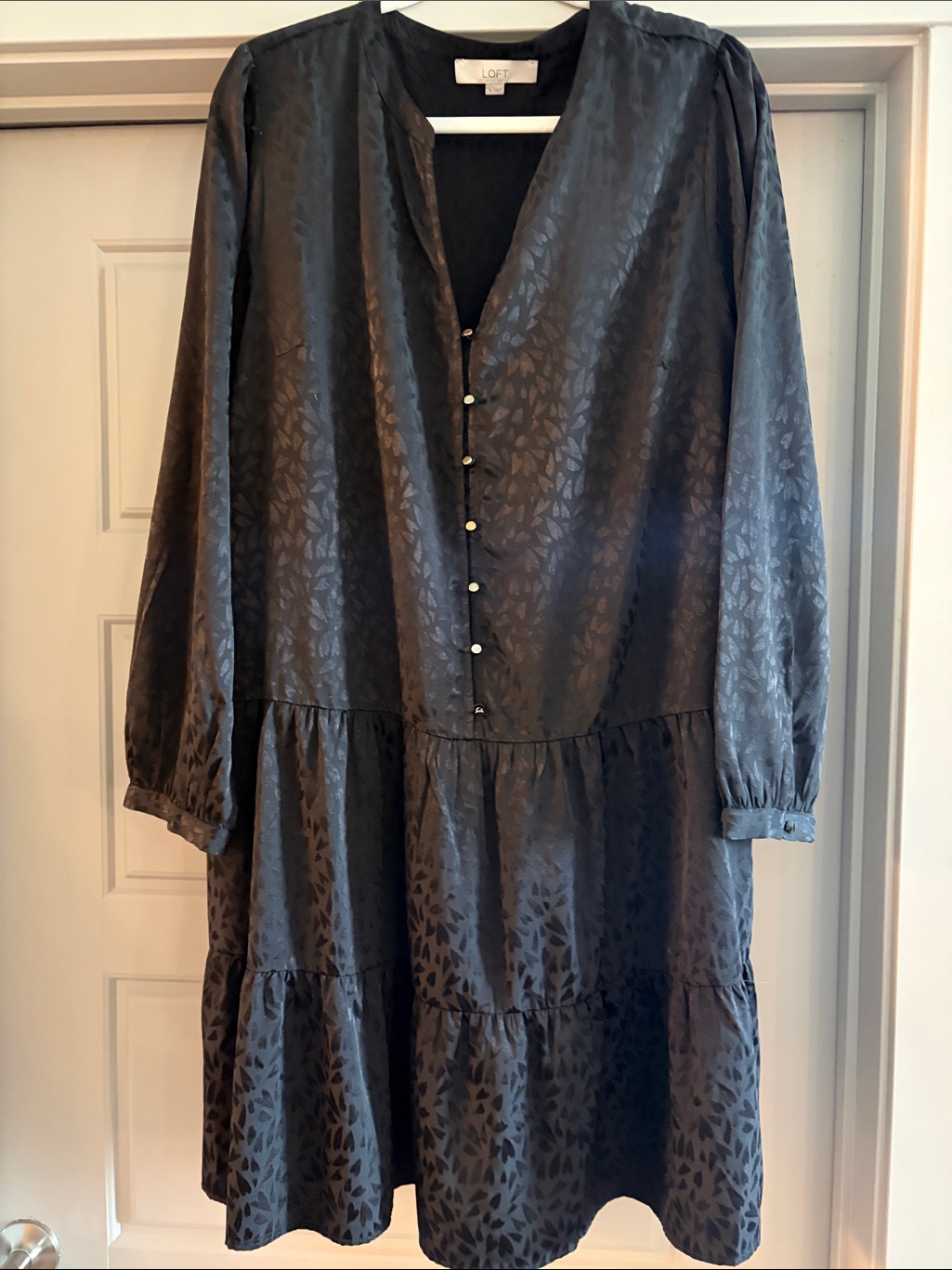 Loft Black Heart Button-Front Dress